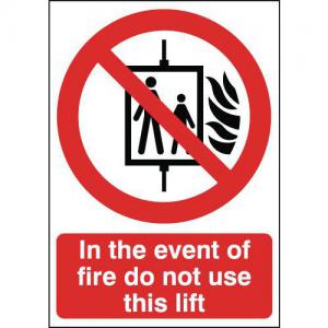 Safety Sign In the Event of Fire Do Not Use This Lift FR08651R SR47001