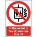 Safety Sign In The Event of Fire Do Not Use This Lift FR08651R