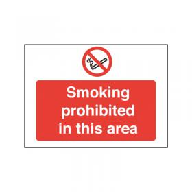 Safety Sign Smoking Prohibited in This Area 450x600mm PVC P35ZR SR71072