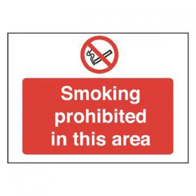 Safety Sign Smoking Prohibited in This Area 450x600mm PVC P35Z/R SR71072