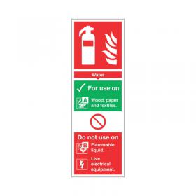 Safety Sign Fire Extinguisher Water For Use On PVC 300x100mm Rigid PVC F100/R SR71133