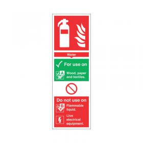 Safety Sign Fire Extinguisher Water For Use On PVC 300x100mm Rigid PVC F100R SR71133