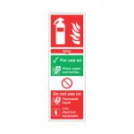 Safety Sign Fire Extinguisher Water For Use On PVC 300x100mm Rigid PVC F100R SR71133