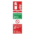 Safety Sign Fire Extinguisher Water For Use On PVC 300x100mm PVC F100/R SR71133