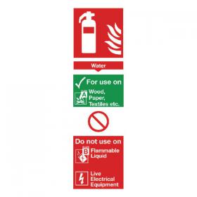 Safety Sign Fire Extinguisher Water 300x100mm PVC FR09425R SR71133