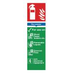 Safety Sign Fire Extinguisher Dry Powder 300x100mm PVC FR02625R SR71135