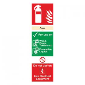 Safety Sign Fire Extinguisher Foam For Use On Rigid PVC 300x100mm F102/R SR71137