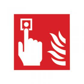 Safety Sign Fire Alarm 100x100mm Self-Adhesive (Pack of 5) KF68B/S SR71162