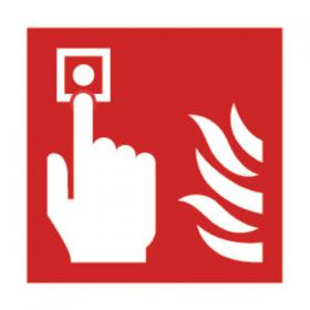 Safety Sign Fire Alarm 100x100mm Self-Adhesive (Pack of 5) KF68B/S SR71162