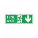 Safety Sign Fire Exit Running Man Arrow Down 150x450mm Self-Adhesive E100A/S SR71172