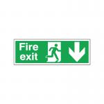 Safety Sign Fire Exit Running Man Arrow Down 150x450mm Self-Adhesive E100AS SR71172