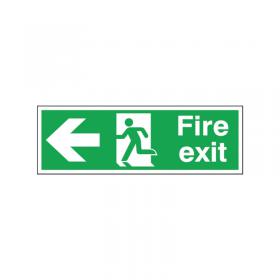 Safety Sign Fire Exit Running Man Arrow Left 150x450mm Self-Adhesive E97A/S SR71176