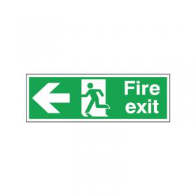 Safety Sign Fire Exit Running Man Arrow Left 150x450mm Self-Adhesive E97AS SR71176