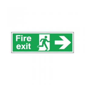 Safety Sign Fire Exit Running Man Arrow Right 150x450mm Self-Adhesive E99A/S SR71180