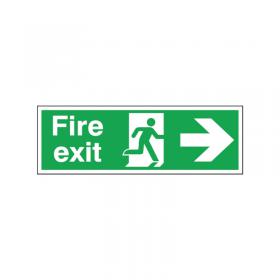 Safety Sign Fire Exit Running Man Arrow Right 150x450mm Self-Adhesive E99AS SR71180