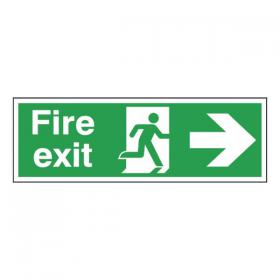 Safety Sign Fire Exit Running Man Arrow Right 150x450mm Self-Adhesive E99A/S SR71180