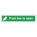 Safety Sign Push Bar to Open 75x600mm Self-Adhesive E14C/S