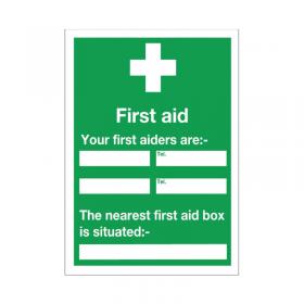 Safety Sign First Aid 600x450mm Self-Adhesive E91AS SR71230