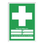 Safety Sign First Aid 600x450mm PVC E91A/R SR71231