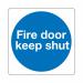 Safety Sign Fire Door Keep Shut 100x100mm Self-Adhesive (Pack of 5) KM14AS SR71242