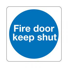 Safety Sign Fire Door Keep Shut 100x100mm Self-Adhesive (Pack of 5) KM14AS SR71242