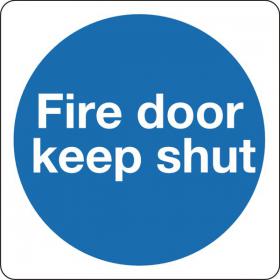 Safety Sign Fire Door Keep Shut 100x100mm Self-Adhesive (Pack of 5) KM14AS SR71242