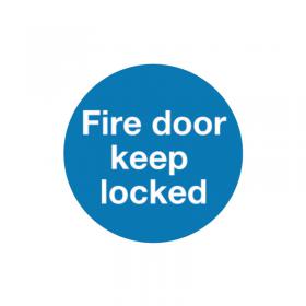 Safety Sign Fire Door Keep Locked 100x100mm Self-Adhesive (Pack of 5) KM72A/S SR71260