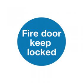 Safety Sign Fire Door Keep Locked 100x100mm Self-Adhesive (Pack of 5) KM72AS SR71260