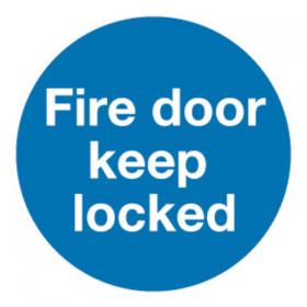 Safety Sign Fire Door Keep Locked 100x100mm Self-Adhesive (Pack of 5) KM72A/S SR71260