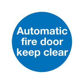 Safety Sign Automatic Fire Door 100x100mm Self-Adhesive (Pack of 5) KM73AS SR71262