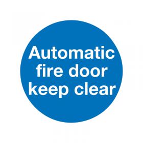 Safety Sign Automatic Fire Door 100x100mm Self-Adhesive (Pack of 5) KM73AS SR71262