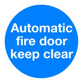 Safety Sign Automatic Fire Door 100x100mm Self-Adhesive (Pack of 5) KM73AS SR71262