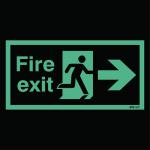 Safety Sign Niteglo Fire Exit Running Man Arrow Right Self-Adhesive 150x450mm NG26A/S SR71669