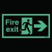 Safety Sign Niteglo Fire Exit Running Man Arrow Right 150x450mm Self-Adhesive NG26A/S