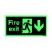 Safety Sign Niteglo Fire Exit Running Man Arrow Down 150x450mm Self-Adhesive NG28A/S