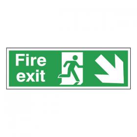 Safety Sign Fire Exit Running Man Arrow Down/Right 150x450mm Self-Adhesive E99S/S SR71721