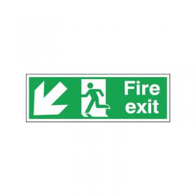 Safety Sign Fire Exit Running Man Arrow DownLeft Self-Adhesive 150x450mm E97SS SR71725