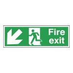 Safety Sign Fire Exit Running Man Arrow Down/Left Self-Adhesive 150x450mm E97S/S SR71725