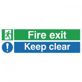 Safety Sign Fire Exit Keep Clear 150x450mm PVC EC08S/R SR71732