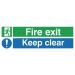 Safety Sign Fire Exit Keep Clear 150x450mm PVC EC08S/R