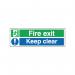 Safety Sign Fire Exit Keep Clear 150x450mm Self-Adhesive EC08S/S SR71733