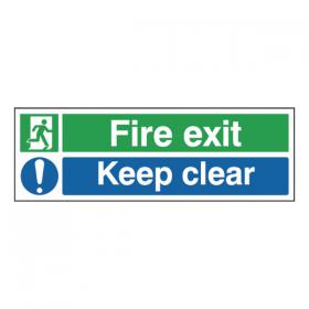 Safety Sign Fire Exit Keep Clear 150x450mm Self-Adhesive EC08S/S SR71733