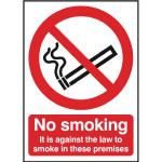 Safety Sign No Smoking it is against the law to smoke on these premise Rigid PVC A5 SR72079 SR72079