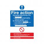 Safety Sign Fire Action Words A4 Self Adhesive FR03550S SR92015