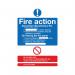 Safety Sign Fire Action Words A4 Self Adhesive FR03550S SR92015