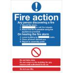 Safety Sign Fire Action Words A4 PVC FR03550R SR92016