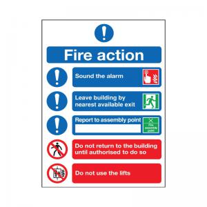 Signs and Labels Safety Sign Fire Action Symbols A4 Self Adhesive