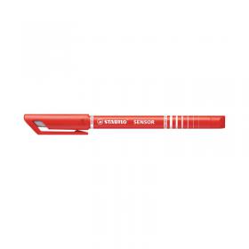 Stabilo Sensor Cushion Tip Fineliner Pen Red (Pack of 10) 189/40 SS18940