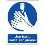Use Hand Sanitiser Sign Self Adhesive -  Self Adhesive Vinyl 200 x 150mm SS2011S Blue/White