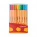 The picture shows a vibrant array of Stabilo Colouring Pens & Pencils, including the Stabilo Point 88 Fineliner Pen, in an assorted pack of 20. The colors in the Colorparade are beautifully displayed and ready for use.